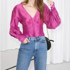 & Other Stories Cropped Blouse HOT Pink